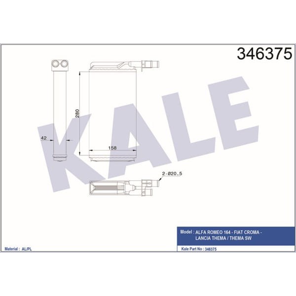 KALE RADYATÖR 346375 Kalorifer Radyatörü Croma 85- / Thema 84- / 164 87- Mekanik 