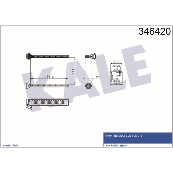 KALE OTO Radyatör 346420 Kalorifer Radyatörü CLIO IV 12- Brazıng