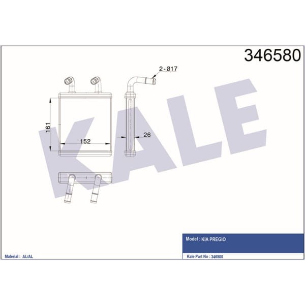 KALE OTO Radyatör 346580 Kalorifer Radyatörü Kia Pregio Al-Brz 