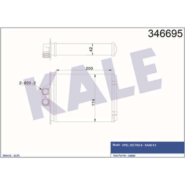 KALE RADYATÖR 346695 Kalorifer Radyatörü Vectra B 95-02 / 9-5 Mekanik 