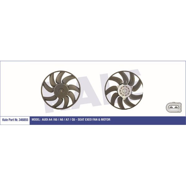 KALE OTO Radyatör 346855 Fan Motoru A4 07- 1.8 Tfsı 2.0 TDI 2.0 Tfsı 3.0 TDI Ac A5 07- A6 11- A7 10- 