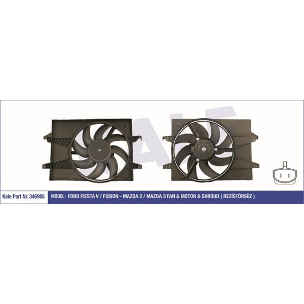 KALE OTO Radyatör 346985 Fan Motoru Davlumbazlı Fiesta V Fusion Mazda 2-Mazda 3 