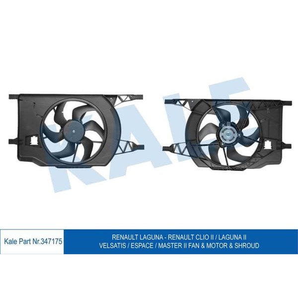 KALE OTO Radyatör 347175 Fan Motoru Laguna 1.6 1.8 1.9 2.0 Davlumbazlı 