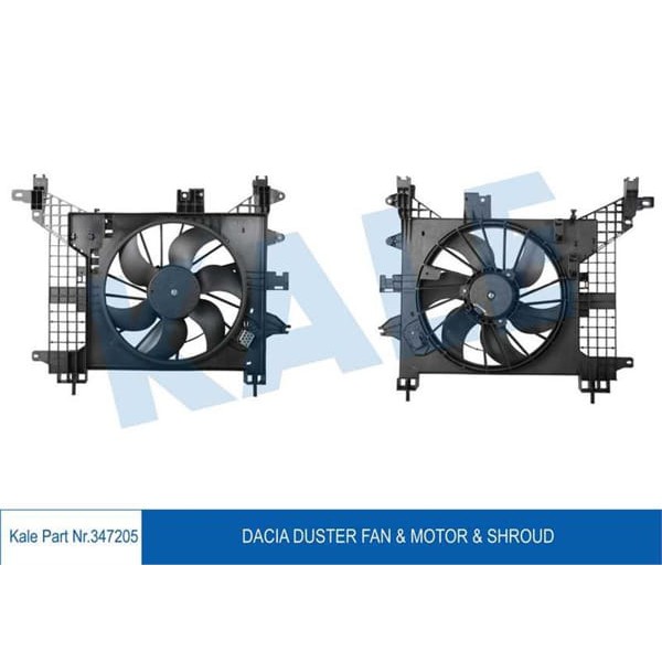 KALE OTO Radyatör 347205 Fan Motoru Duster 10- 1.6 16V Davlumbazlı 