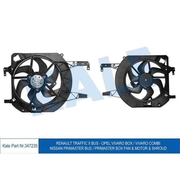 KALE OTO Radyatör 347235 Fan Motoru Trafic II 01- / Vivaro A 01- Davlumbazlı 