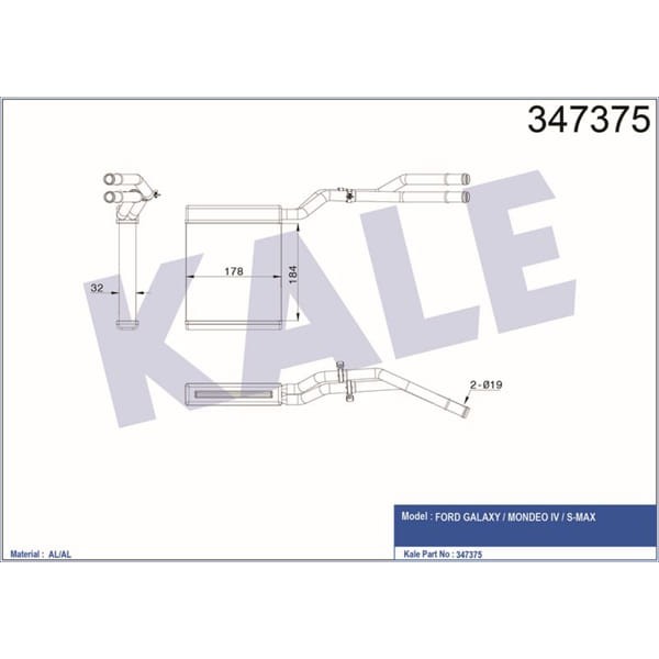 KALE OTO Radyatör 347375 Kalorifer Radyatörü Mondeo IV 07-14 Smax Galaxy 06-15 
