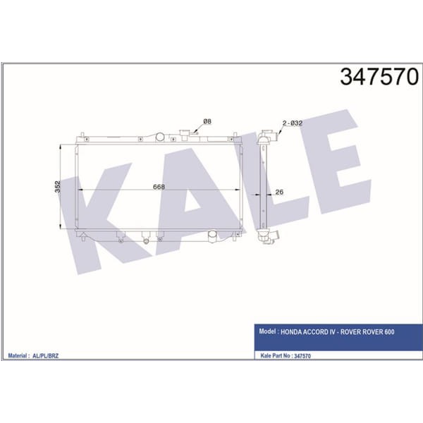 KALE OTO Radyatör 347570 Radyatör Accord 90-