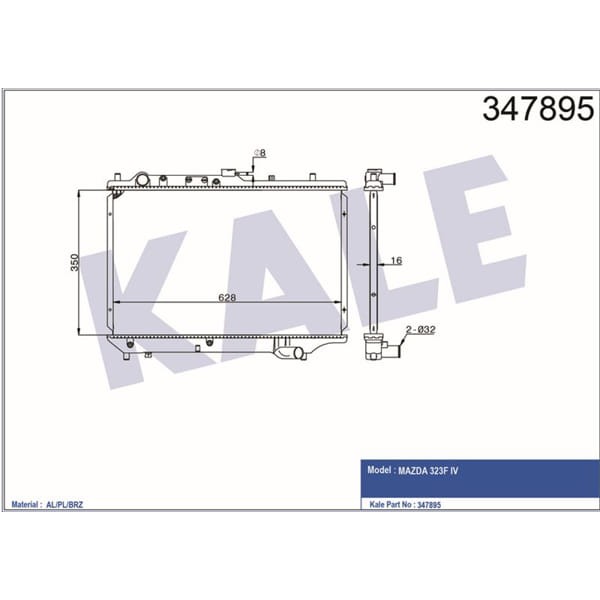 KALE OTO Radyatör 347895 Radyatör Mekanik 323 Hb 90-95 B63F15200