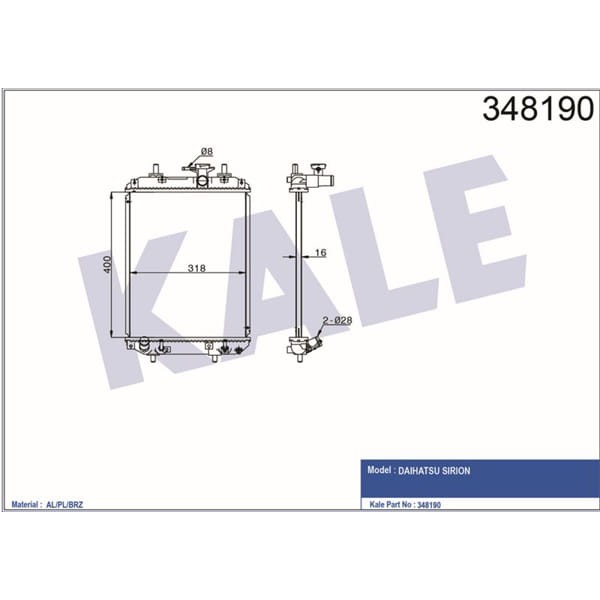 KALE OTO Radyatör 348190 Radyatör Otomatik Sırıon 05- 16400-B1011