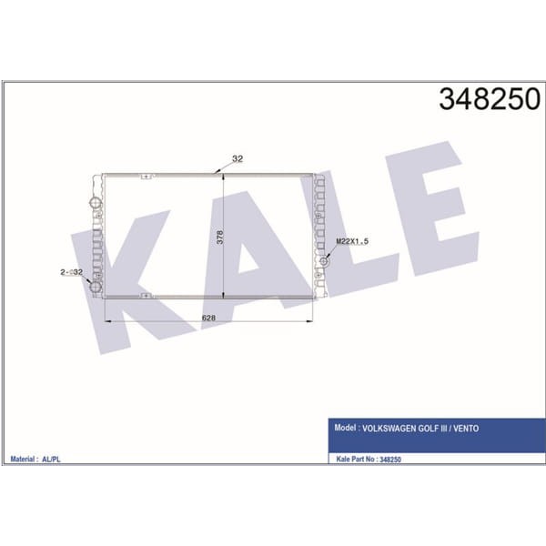 KALE OTO Radyatör 348250 Su Radyatörü 1.9D Td TDI Golf III 91-02 Passat 89-97 Vento 91-98