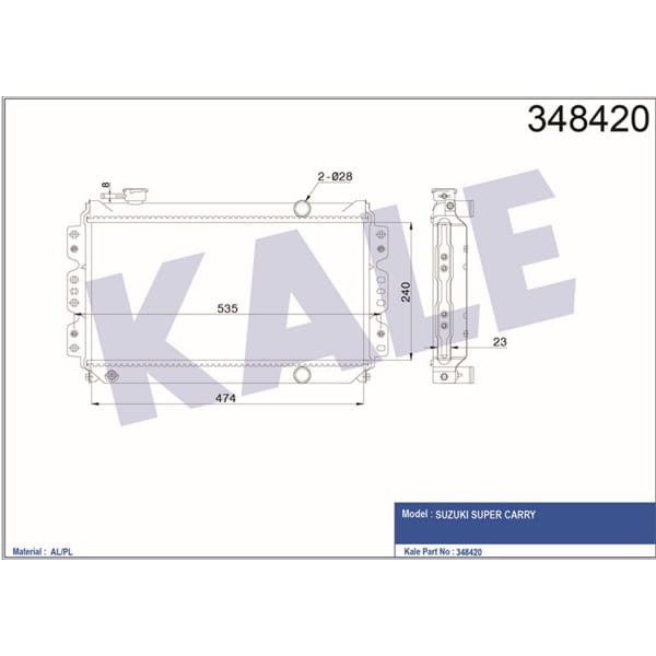 KALE OTO Radyatör 348420 Radyatör Mekanik Super Carry Sk410 85-99 17700-85200 