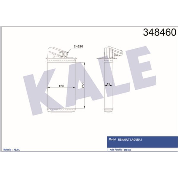KALE RADYATÖR 348460 Kalorifer Radyatörü Laguna I 1.8İ 1.9 DCI 2.0İ 94-