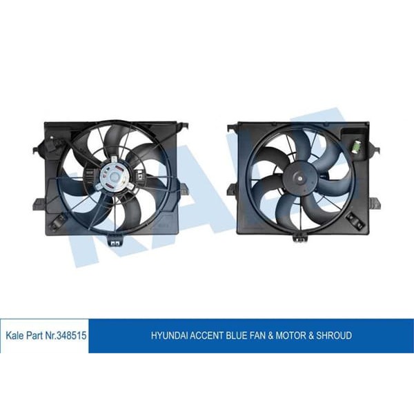 KALE OTO Radyatör 348515 Fan Motoru Davlumbazlı Accent Blue 1.6 CRDI 11-