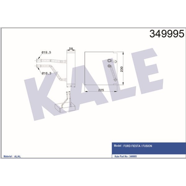 KALE OTO Radyatör 349995 Evaporatör Ford Fiesta Fusion 2S6H19850Aa 