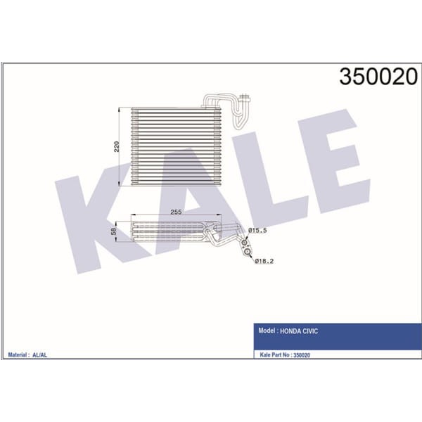 KALE OTO Radyatör 350020 Evaporatör Civic 