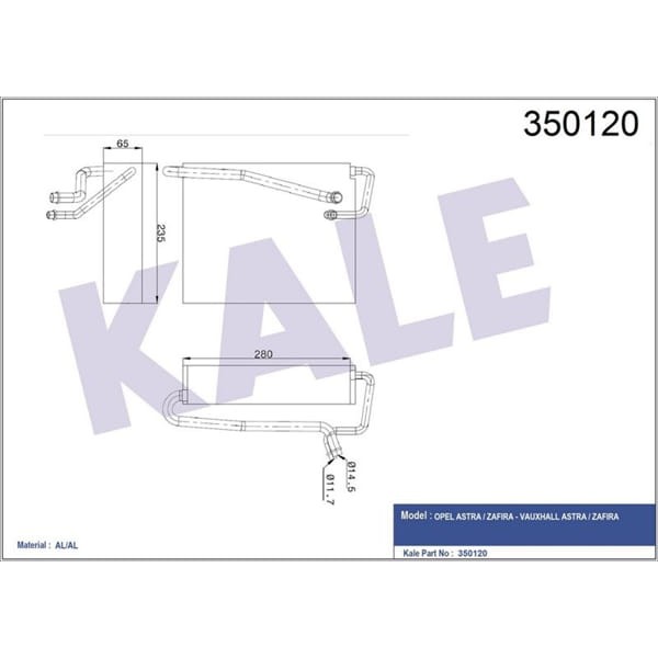 KALE OTO Radyatör 350120 Evaporatör Astra-Zafira 