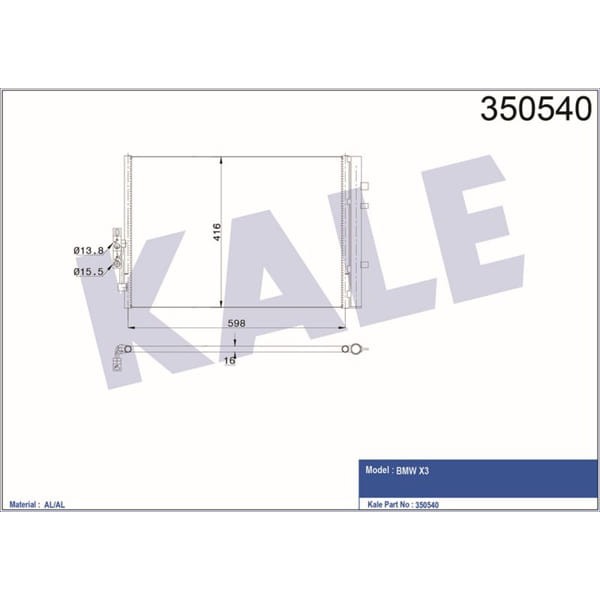 KALE OTO Radyatör 350540 Klima Radyatörü Al Al Bmw X3 