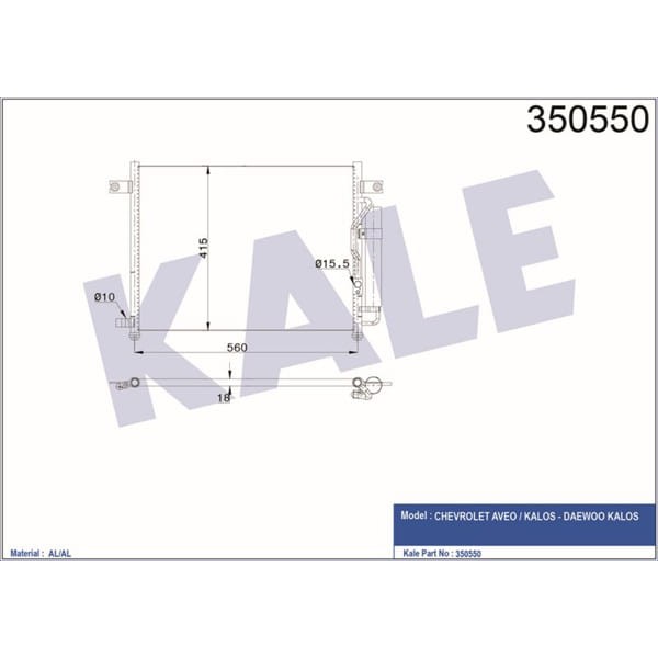 KALE OTO Radyatör 350550 Klima Radyatörü Aveo Kalos T250