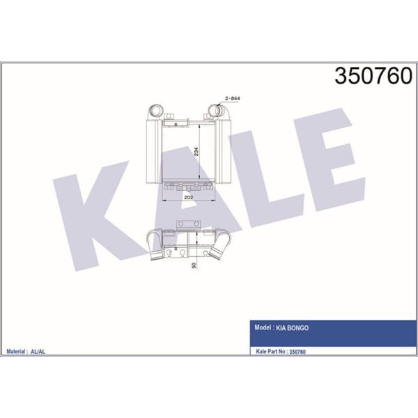 KALE OTO Radyatör 350760 Turbo Radyatörü 257×145×64 Bongo III K2500 2.5 TCI K2700 2.7 D 04-