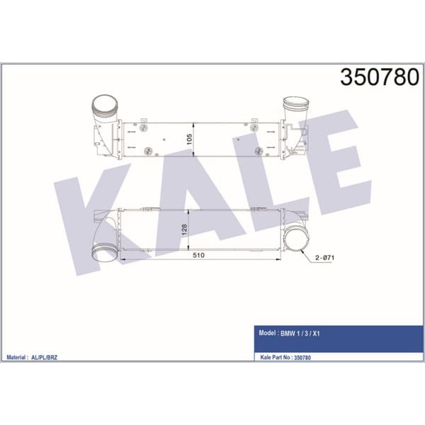 KALE OTO Radyatör 350780 İntercooler Al/Pl/Brz 1-3-X1 