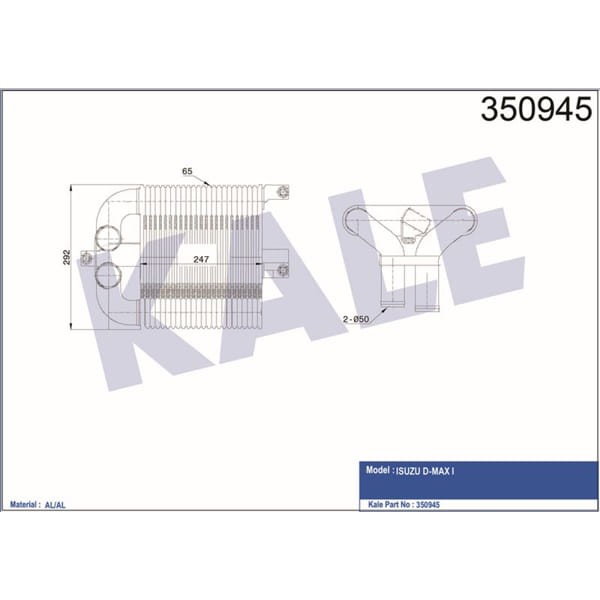 KALE OTO Radyatör 350945 İntercooler Al/Pl/Brz D-Max I