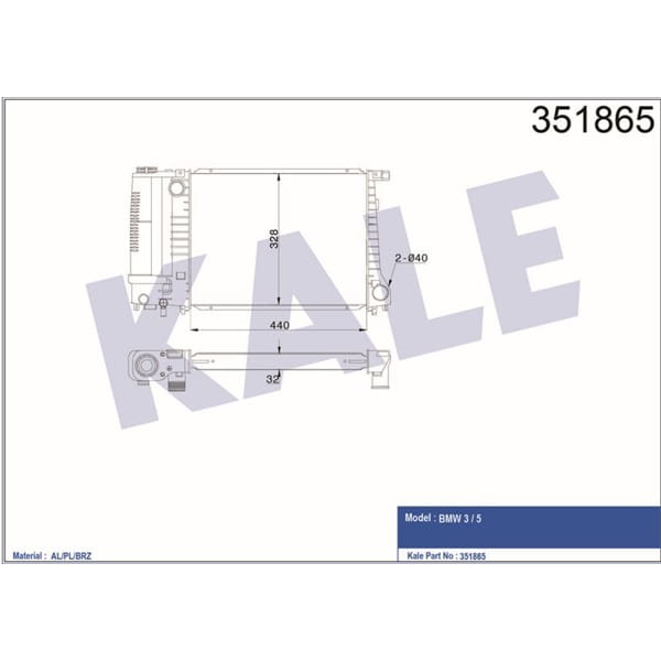 KALE OTO Radyatör 351865 Radyatör Bmw 3 E36 90- / 5 E34 89-95 