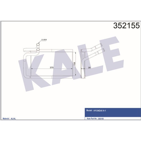 KALE OTO Radyatör 352155 Kalorifer H1 2.5 CRDI 07- Al Pl Brz 