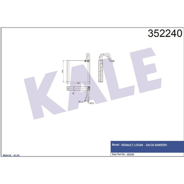 KALE OTO Radyatör 352240 Evaporatör Logan -Sandero 