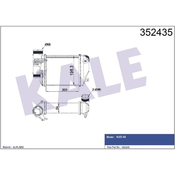 KALE OTO Radyatör 352435 Intercooler A6 2.7-3.0 TDI 04- 