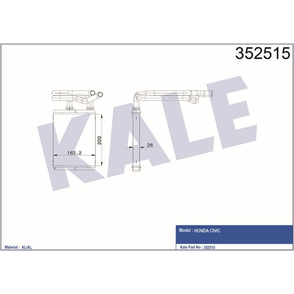 KALE OTO Radyatör 352515 Kalorifer Civic 