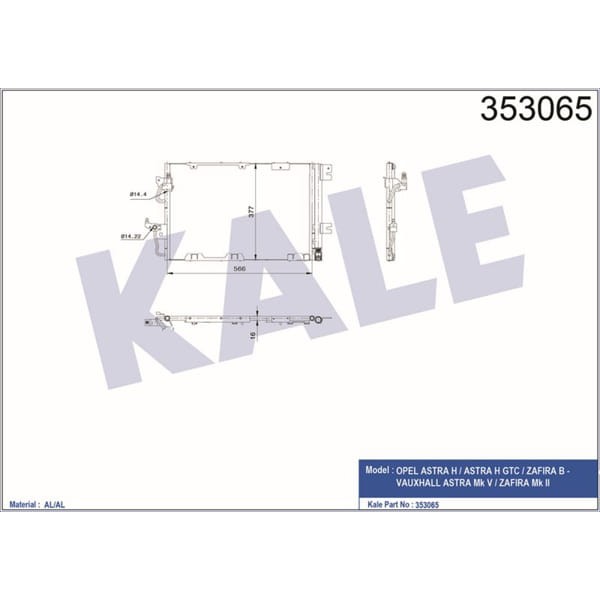 KALE OTO Radyatör 353065 Klima Radyatörü Opel Astra H Astra H Gtc-Zafira B
