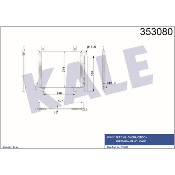 KALE OTO Radyatör 353080 Klima Radyatörü Seat Mıı Skoda Cıtıgo-Volkswagen Up-Load