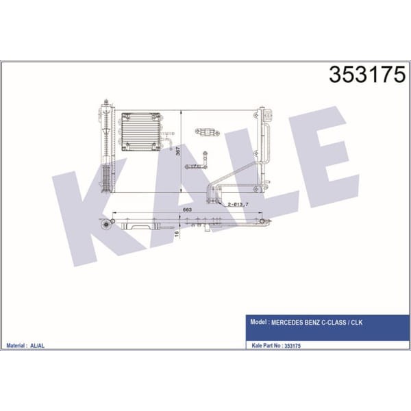 KALE OTO Radyatör 353175 Klima Radyatörü (517×361×16) Benz C-Class 00- C200 / C220 / C270 Cdı / Clk