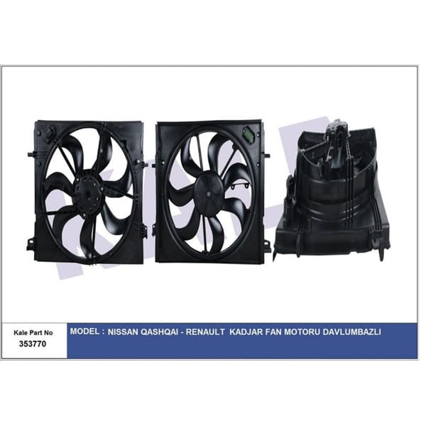 KALE OTO Radyatör 353770 Fan Motoru Davlumbazlı Nissan: Qashqai II / Kadjar 1.5 - 1.6DCI 2013-