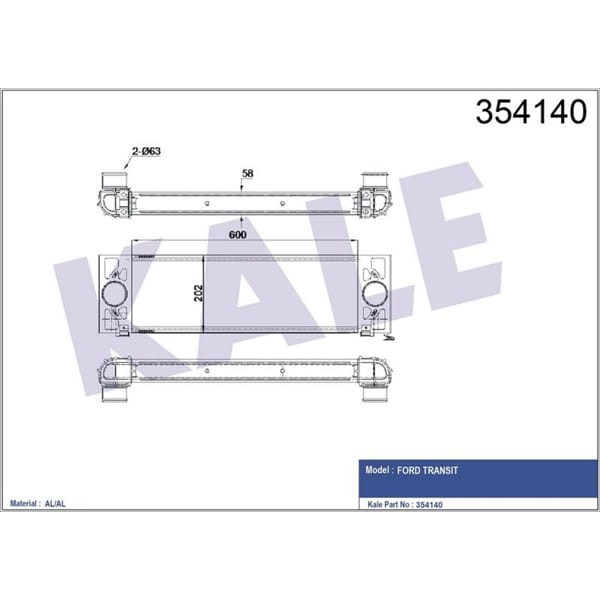 KALE OTO Radyatör 354140 İntercooler Radtatörü Transit V347 V348 V363 06- 2.2 (135 140Ps) 3.2 (200 P