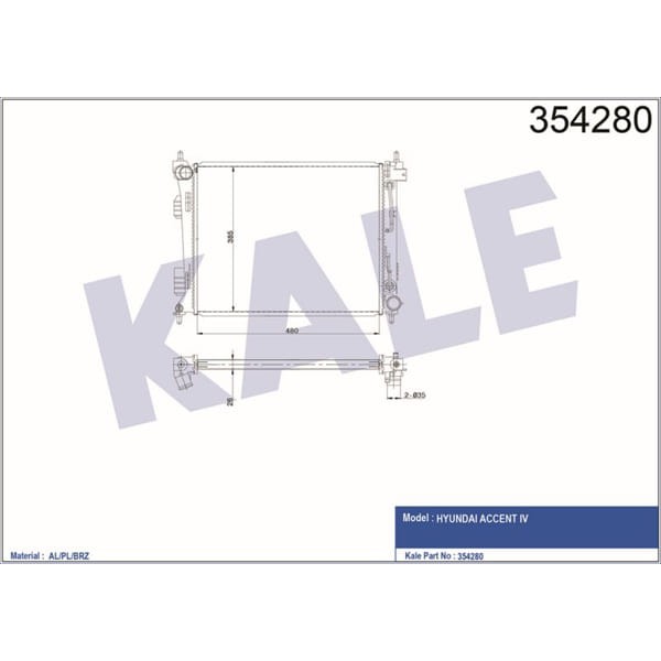 KALE OTO Radyatör 354280 Su Radyatör Hyundai: Accent IV 