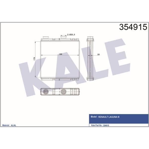 KALE OTO Radyatör 354915 Kalorifer Radyatörü Laguna III 07-15 