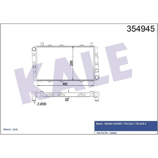 KALE OTO Radyatör 354945 Su Radyatörü Skoda: Favorıt Felıcıa I II