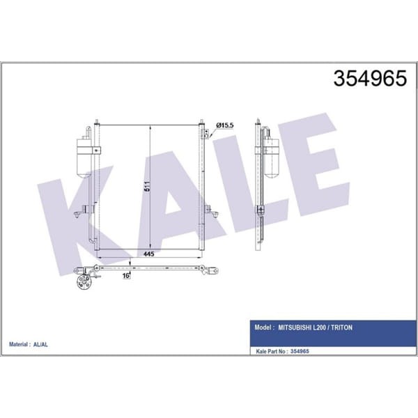KALE OTO Radyatör 354965 Klima Kondenser L200-Triton