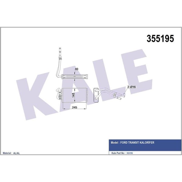 KALE RADYATÖR 355195 Kalorifer Brazıng Ford Transit Kalorifer 