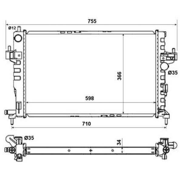 KALE OTO Radyatör 355560 Radyatör Brazıng Opel Adam-Corsa E-Vauxhall Adam-Corsa Mk IV Radyatör