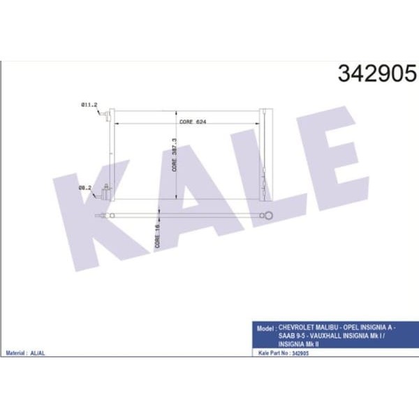 KALE OTO Radyatör 355675 Klima Radyatörü (Kondenser) Insignia *A16Let-A20Dth* 