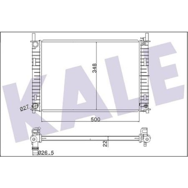 KALE Radyatör 356885 Su Radyatör 23Mm Mekanik (Su Radyatörü Brazıng (Ford : Fiesta / Fusion 1.4TDCI 