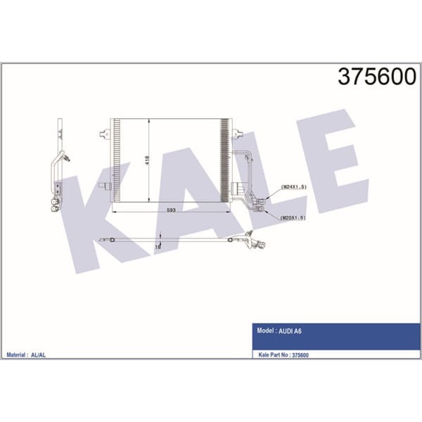 KALE OTO Radyatör 375600 Klima Radyatörü A6 97- 615X420X18