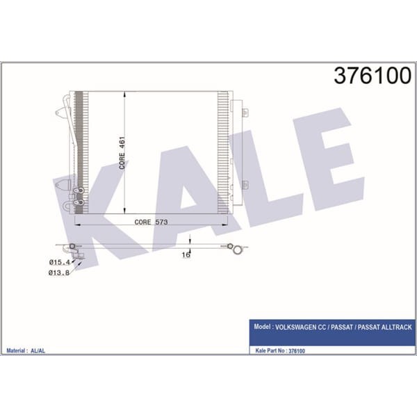 KALE OTO Radyatör 376100 Klima Radyatörü Passat B6 05- B7 10- Cc 08- 575X460X16