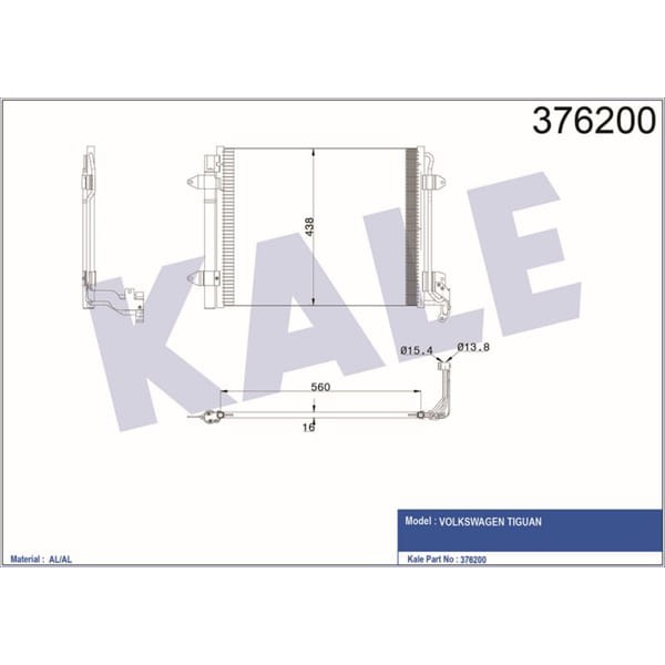 KALE OTO Radyatör 376200 Klima Radyatörü Tiguan 07- 540X450X16
