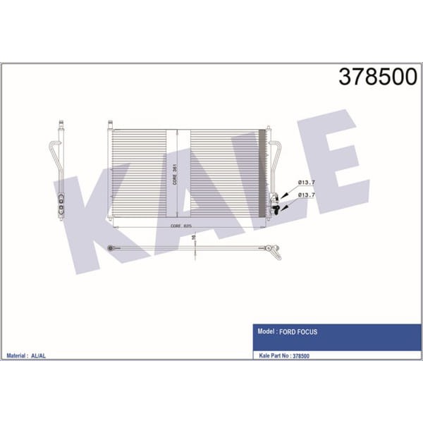 KALE OTO Radyatör 378500 Klima Radyatörü Vectra B 95- / Focus 98- 652X360X16 