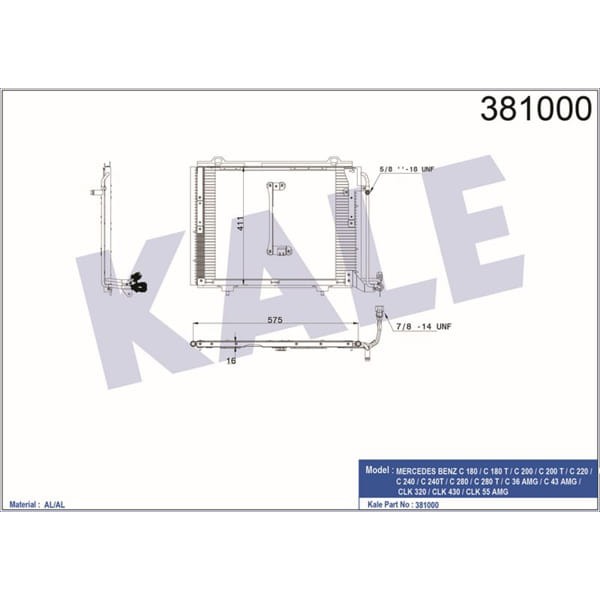 KALE OTO Radyatör 381000 Klima Radyatörü Mercedes W202 208 210 93-97 595X411X16 