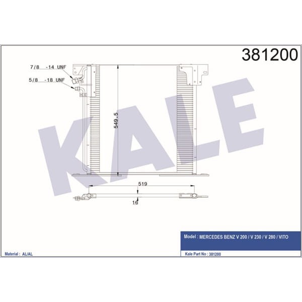 KALE OTO Radyatör 381200 Klima Radyatörü Mercedes W638 Vito V200 V200Cdı 108Cdı 110Cdı 110Td 112Cdı