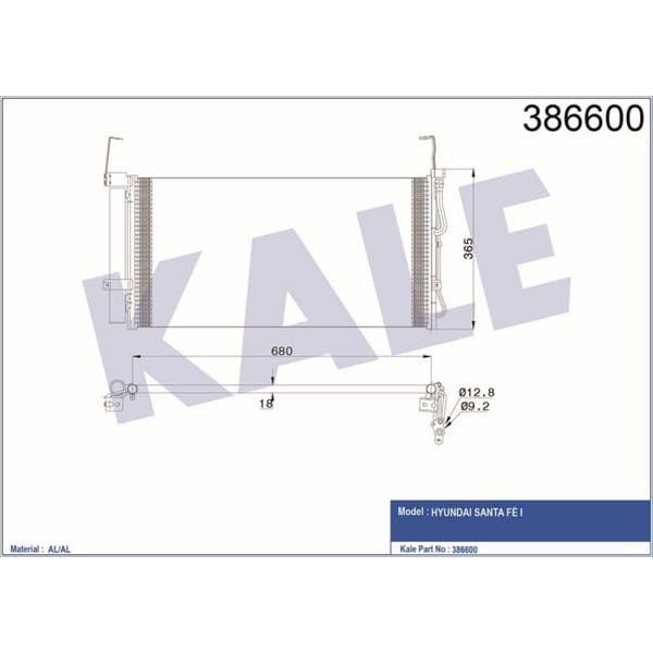 KALE OTO Radyatör 386600 Klima Radyatörü Santafe I Sm Al Al 680X350X18 